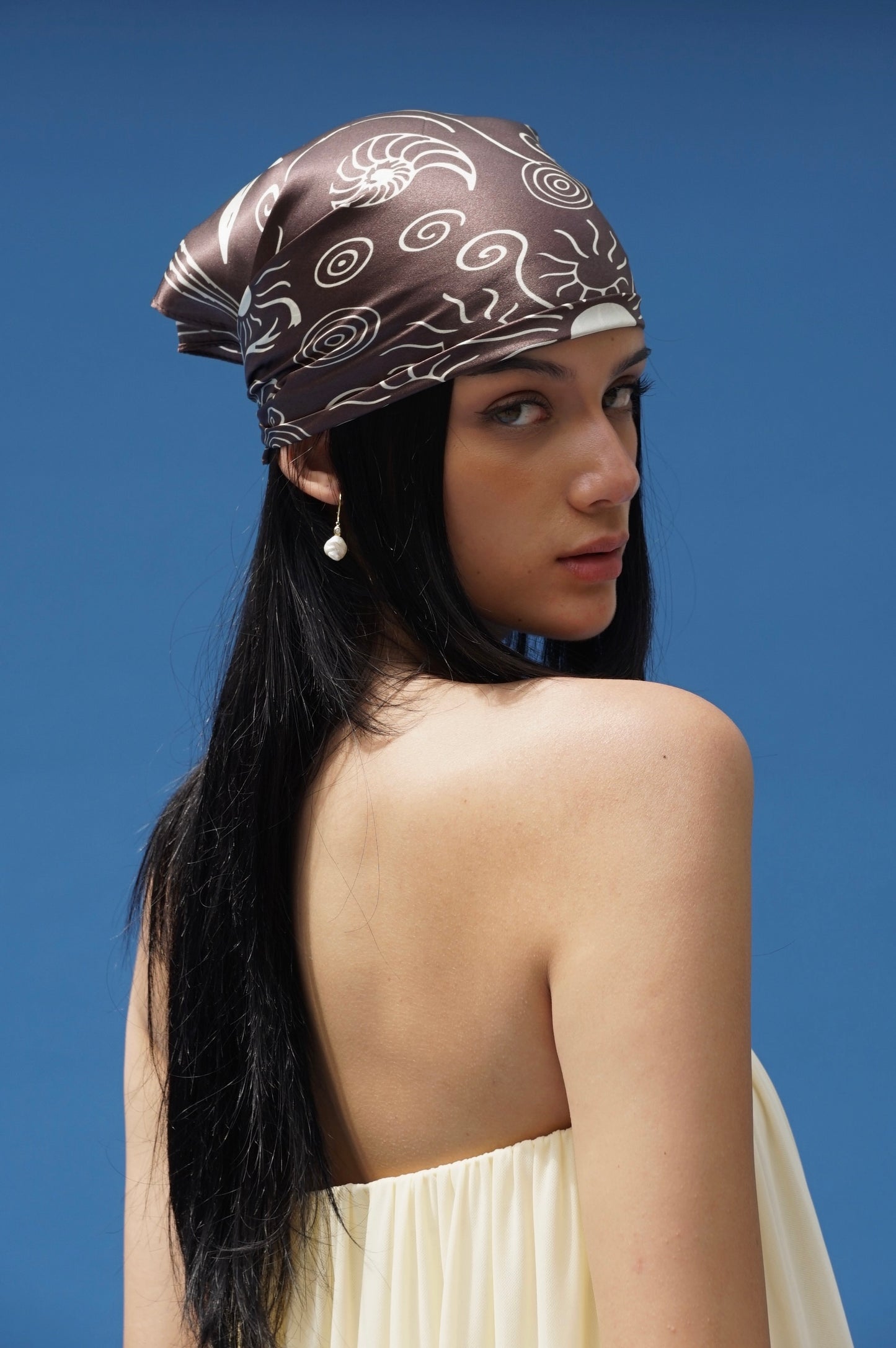 Sunscript Silk Scarf Umber