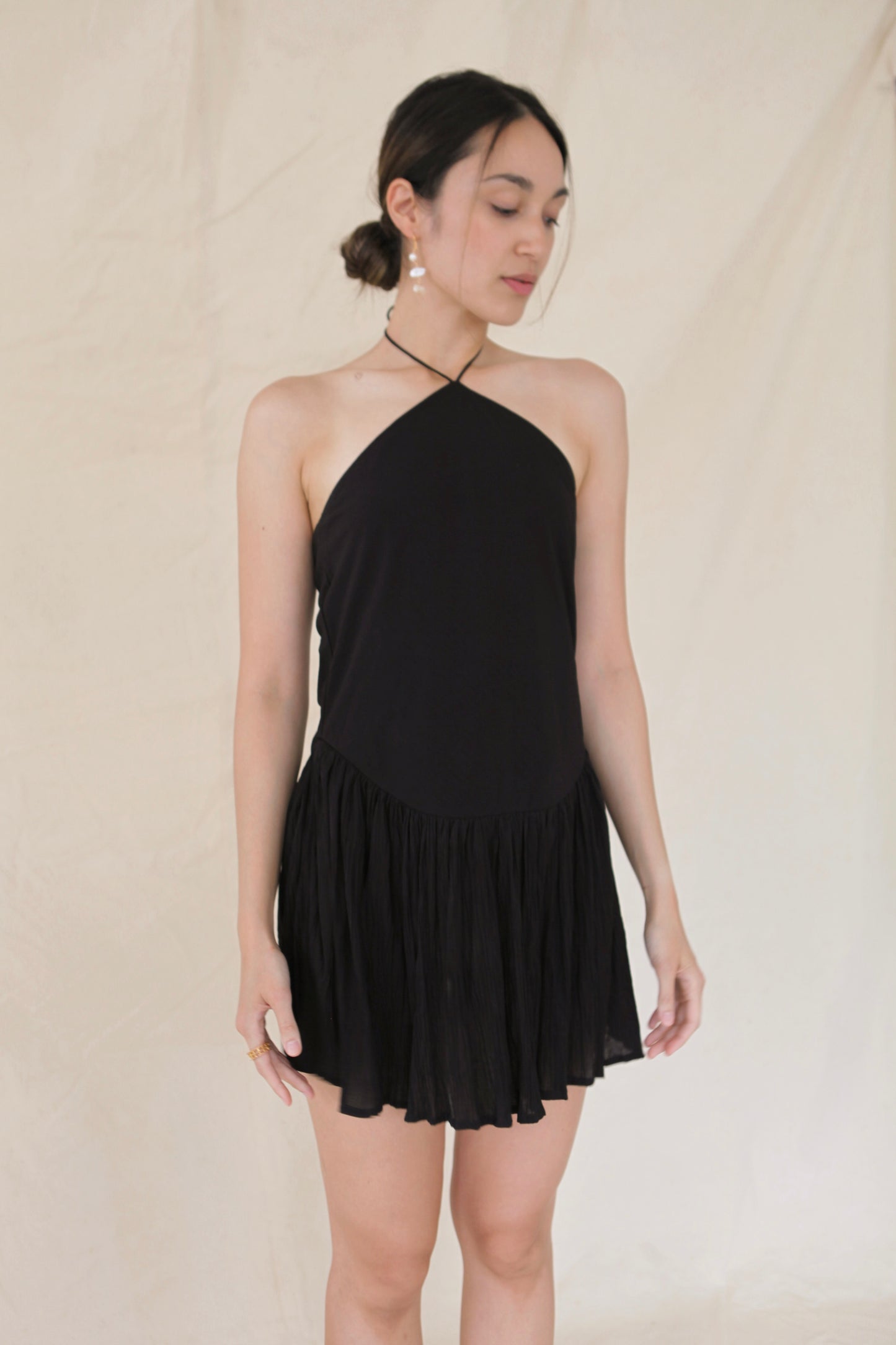 Pirouette Halter Dress Black