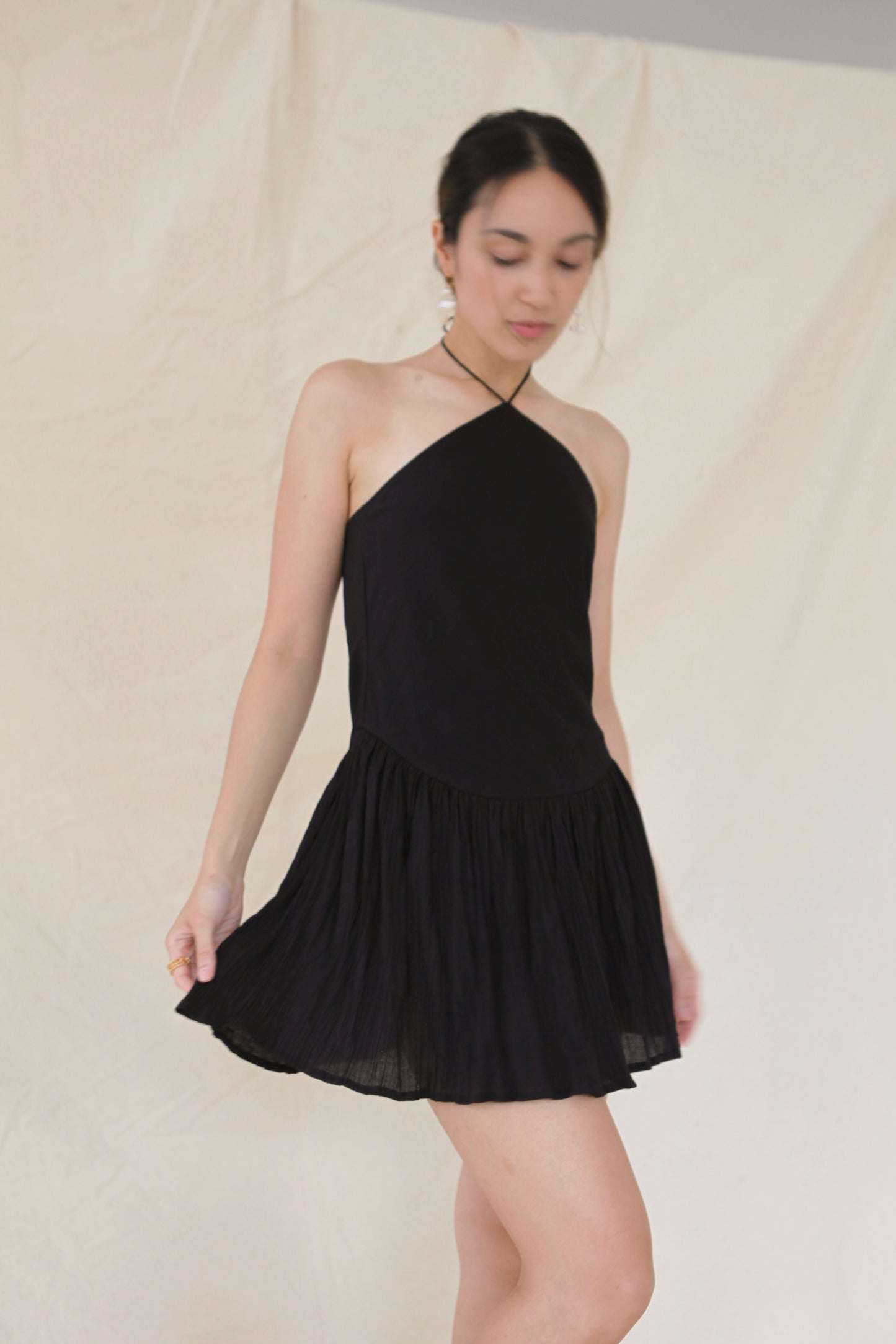 Pirouette Halter Dress Black