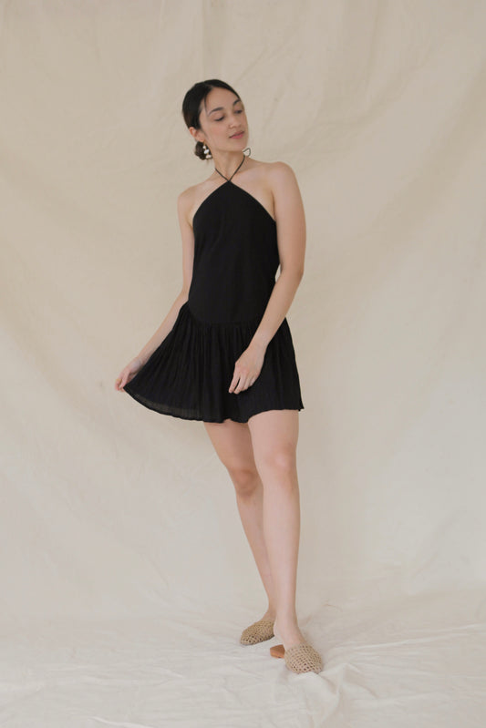 Pirouette Halter Dress Black