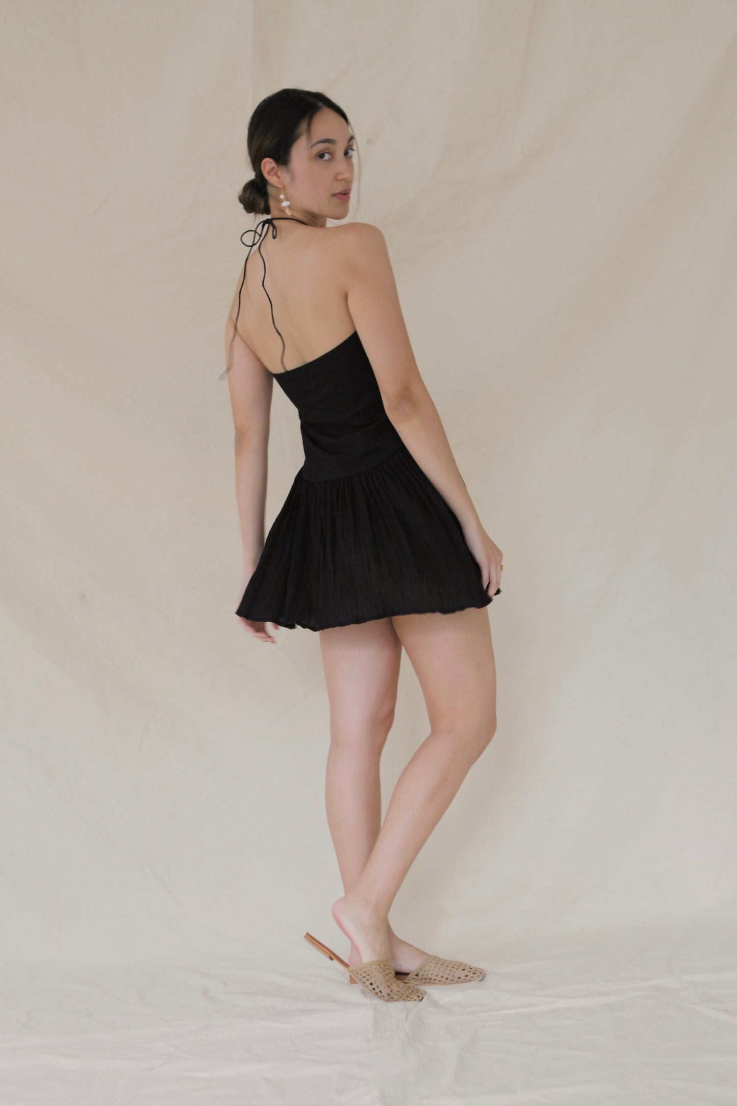 Pirouette Halter Dress Black