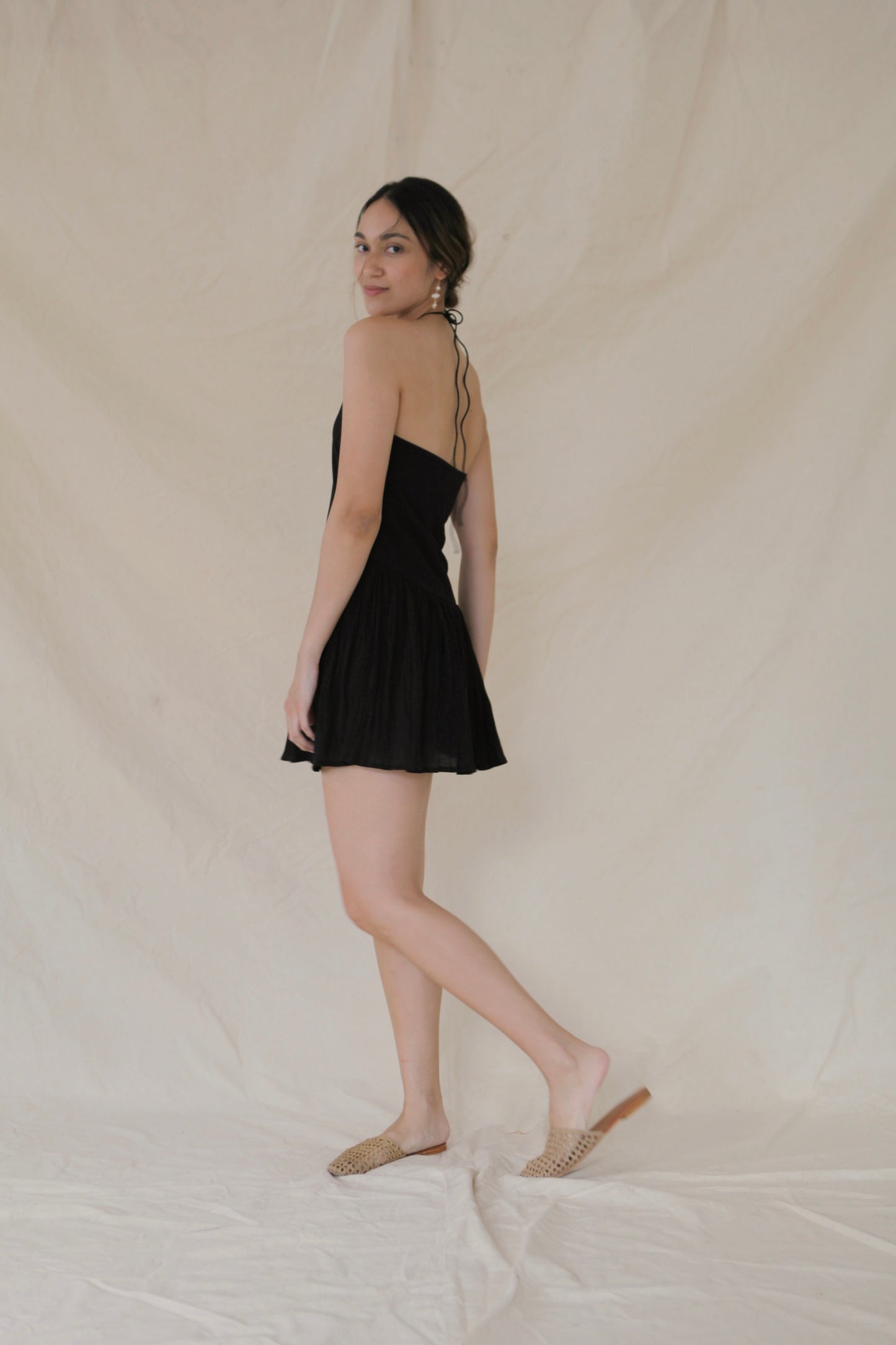 Pirouette Halter Dress Black