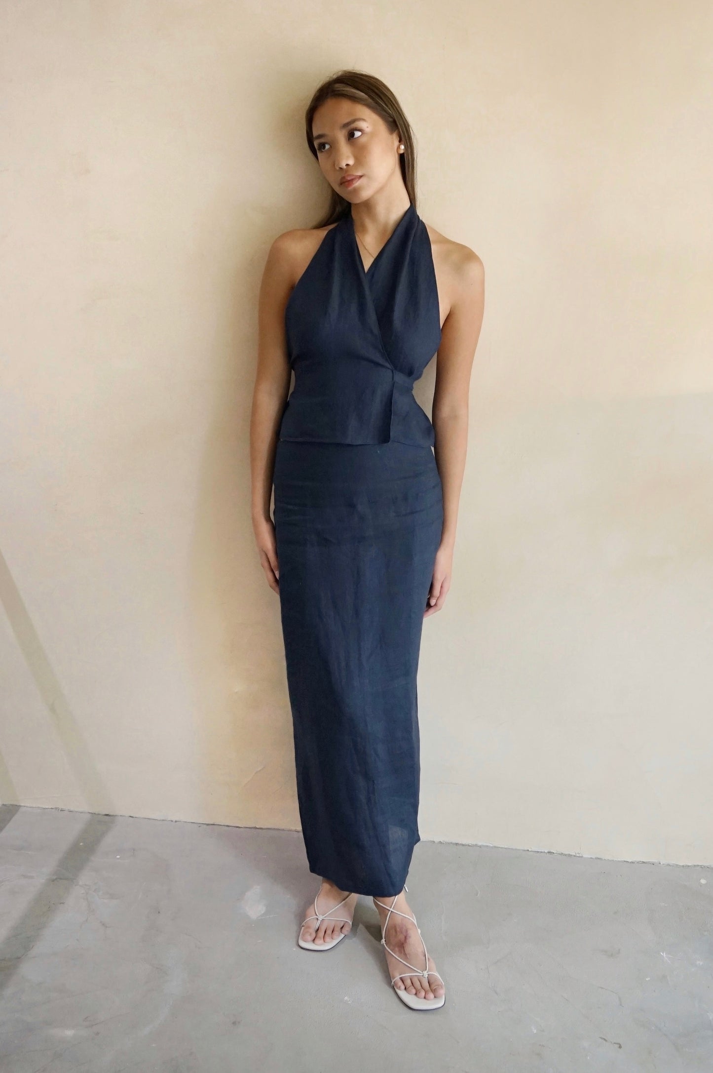 Pencil Skirt Navy Linen
