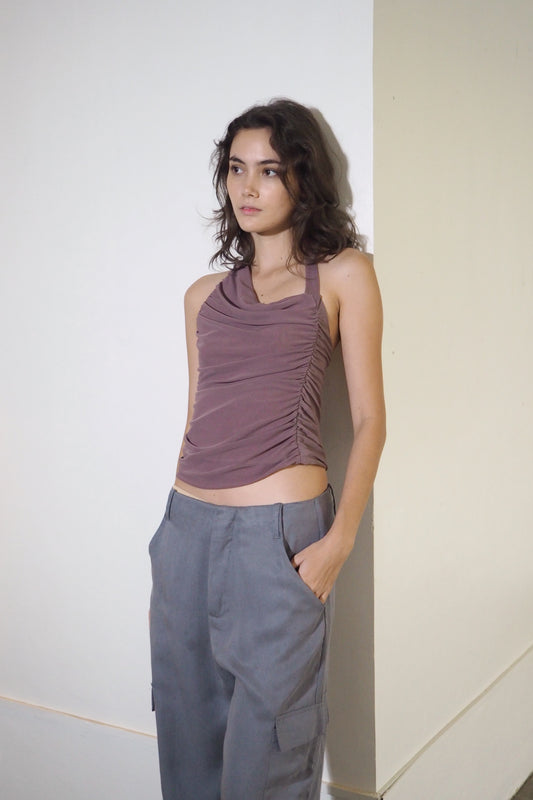 Oblique Ruche Top Plum