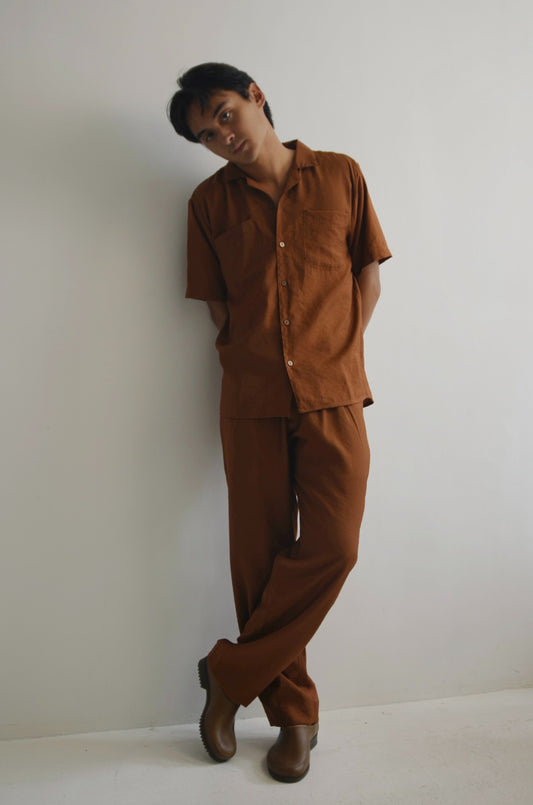 Men’s Pleated Trousers Russet